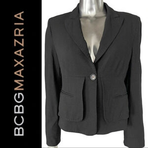 BCBGMAXAZRIA Black Blazer  Single Breasted Jacket Wool Medium